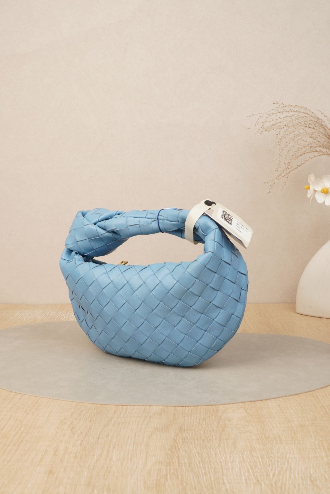 Bottega Veneta Jodie Mini Knitted Bag Blue Lambskin thumbnail 4