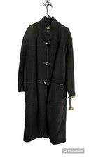 Geiger Austria Boiled Wool Long Trench Coat Sz L Xl 46 Black Toggle Buttons New!