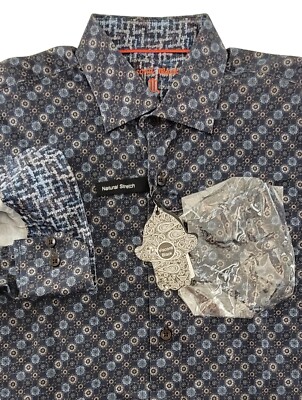 NWT $125 LUCHIANO VISCONTI BLACK Size Medium COTTON  SHIRT 