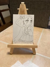 ACEO Original Mixed Media Painting Art Card ATC Pinup girl #754