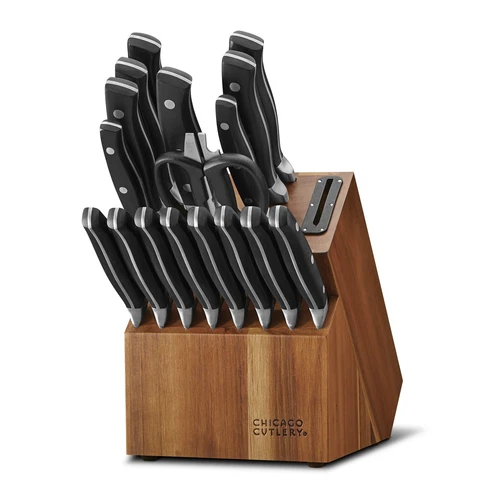 Chicago Cutlery Insignia Triple Rivet Poly (18-PC) Kitchen Knife Block Set Wi...