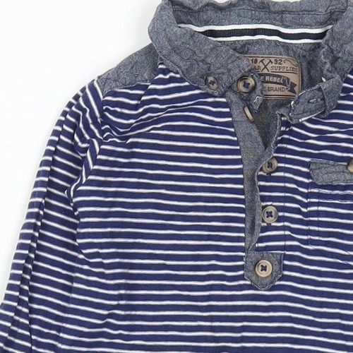 Primark Boys Blue Striped Cotton Blend Polo Size 12-18 Months - Picture 8 of 12