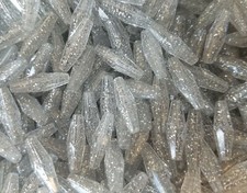 500 pcs Clear Silver Glitter Plastic Elongated Bicone 18mm x 6mm Craft Beads