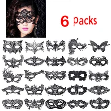Cytherea 6 Packs Sexy Black Lace Eye Face Mask Masquerade Party Halloween Prom 
