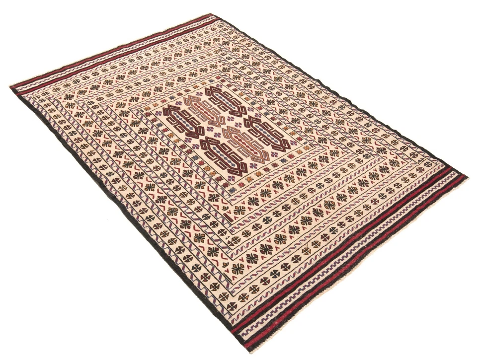 Kelim Sumach 182x135 cm Handgewebter Orientteppich-Nomadic,kilim,Soumak,Beige - Bild 2 von 4