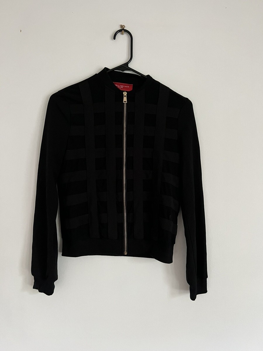 Akira Chicago Red Label Womens Full Zip Black Jacket Size