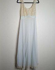 Vtg Pale Blue Nylon Lace Bodice Nightgown Size S-M No Tag See Measurements