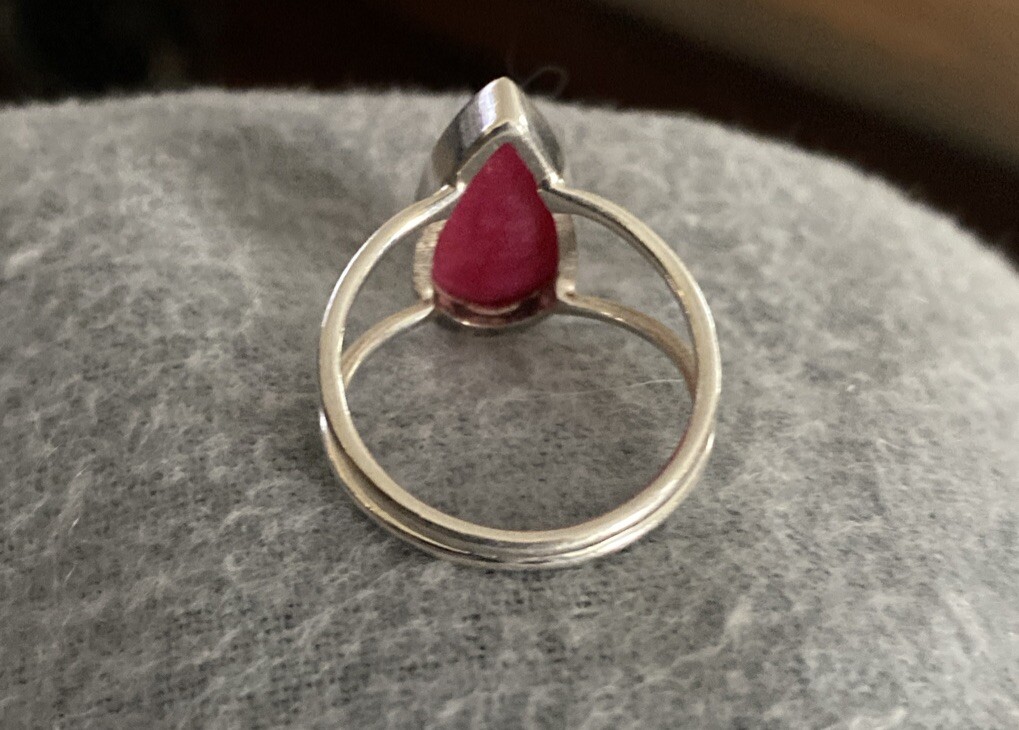 Serling Silver Raw Ruby Ring Sz 7 - image 5