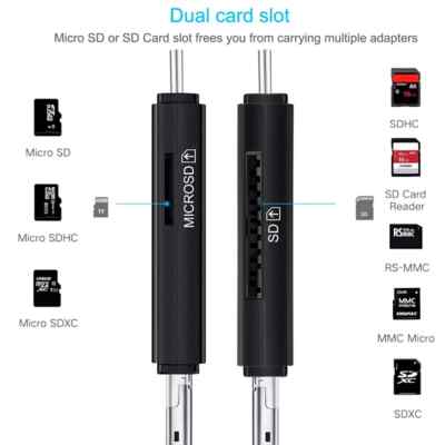 2pk Micro USB OTG to USB 2.0 Adapte SDMicro SD Card Reade With Standard USB Male