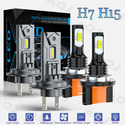 4x H15+H7 Combo LED Headlight Kit High Low Beam For Jaguar XE 2017-2018 2019