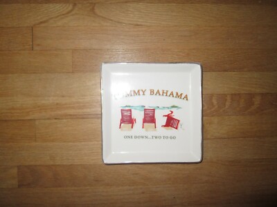 TOMMY BAHAMA One Down 2 To Go Ceramic Catch-All Tray Trinket Dish ~ Beach Chairs