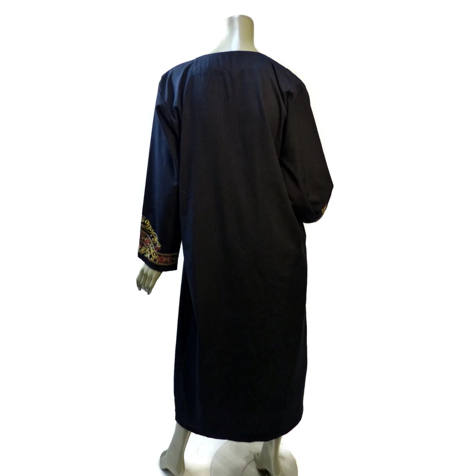 Women's Elegant Caftan Kaftan Maxi S-M Midnight Blue Gold Red Green Embroidery - Image 2 of 4