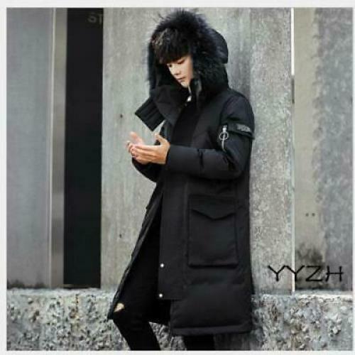 Men's Down Cotton Long Coat Hooded Jacket Thicken Casual Zip Men's Down Cotton Long Coat Hooded Jacket Thicken Casual Zip
