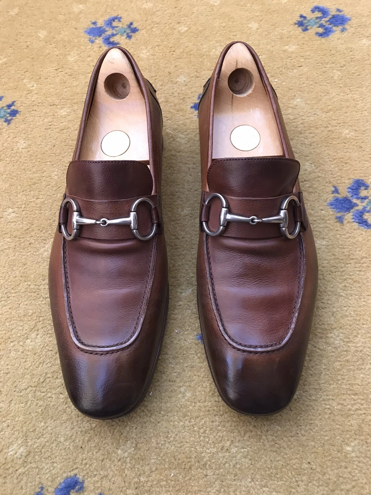 Mocassins Gucci chaussures cuir marron Horsebit ombragé homme UK 8 US 9 EU 42