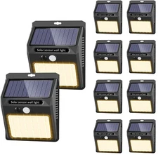 Solar Lights Outdoor, 10 Pack Solar Motion Sensor Outdoor Lights with 3 Light...