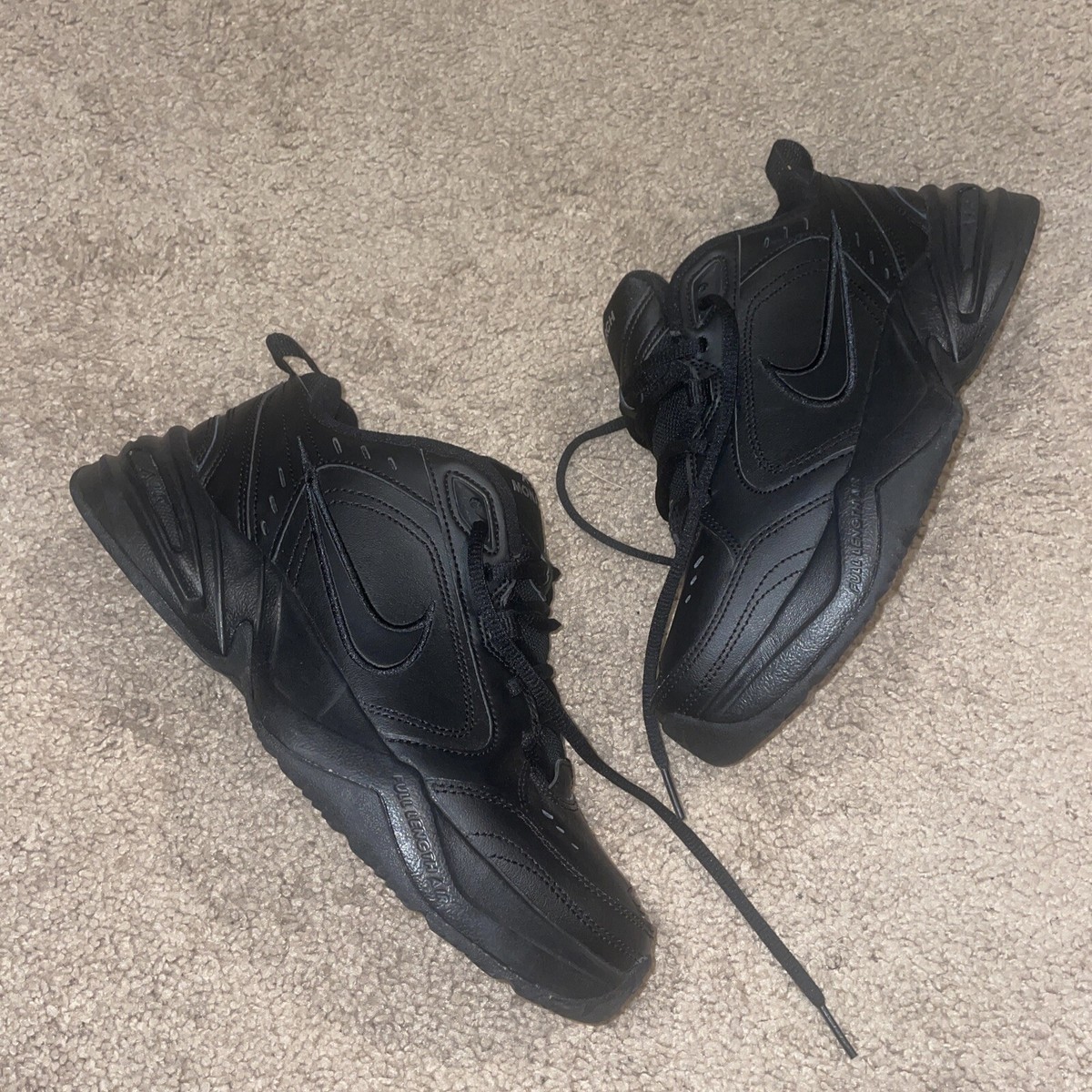 Nike Air Monarch IV Triple Black Leather 415445-001 Men display picture 1
