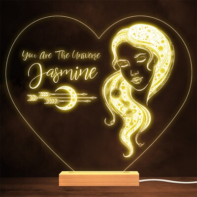 Galaxy Girl Herz Gothic Mystic personalisiert Geschenk Lampe Nachtlicht