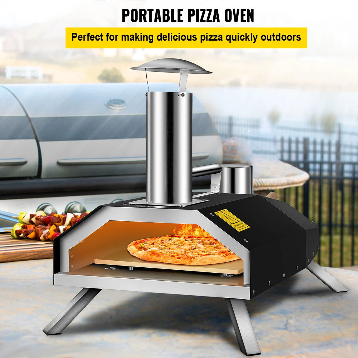 VEVOR Portable Pizza Oven Woodfired Pellet Oven w/ Feeding Port Outdoor  Camping 840281524198 | eBay