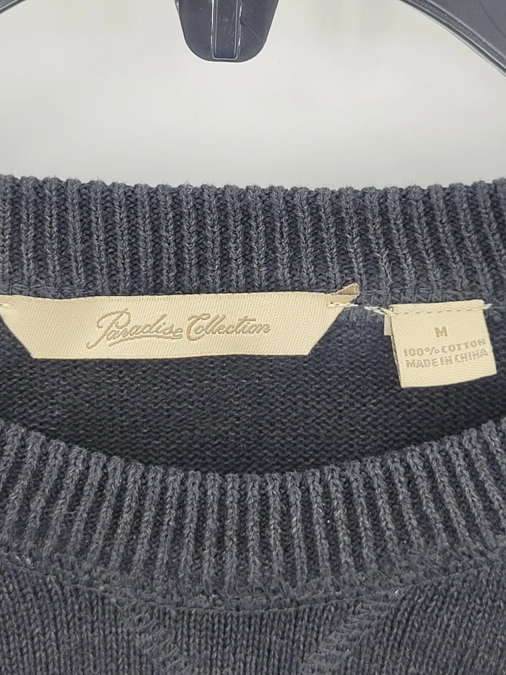 Paradise Collection Sweater Mens Medium Black Crew Neck Raglan Sleeve Pullover - Image 4 of 4