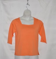Linea by Louis Dell'Olio Square Neck Short Sleeve Sweater Size XS Orange