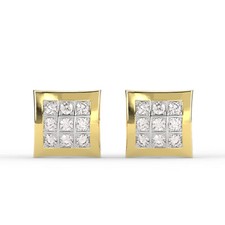 .05 CTW Diamond Cluster Square Stud Earrings in 10K Yellow Gold