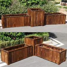12” 24" 36" Wood Planter Box Raised Garden Bed Grow Large Flowers Vegetable Box