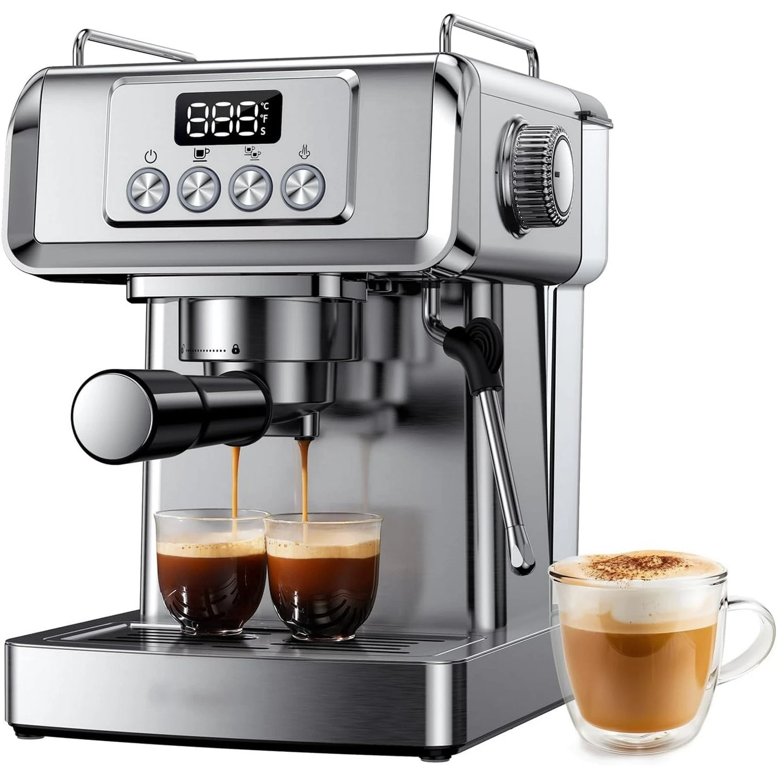 1350W Espresso Machine 20 Bar with Milk Frother Steam Wand Temperature Display
