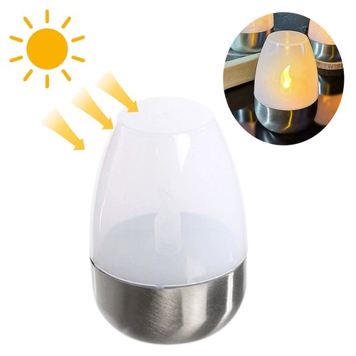 Solar Light Outdoor Garden LED Stainless Steel Candle Light Lawn Deck Night - Bild 22 von 25