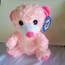 Global Industrie NWT A&A Pink Bear Stitch Eyes 10" Stuffed Animal Plush 2021