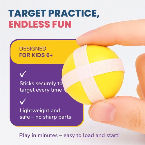 Little Jupiter Crossbow & Ball Target Game for Kids 6-12 - Hook & Loop Ball Game - Picture 4 of 6