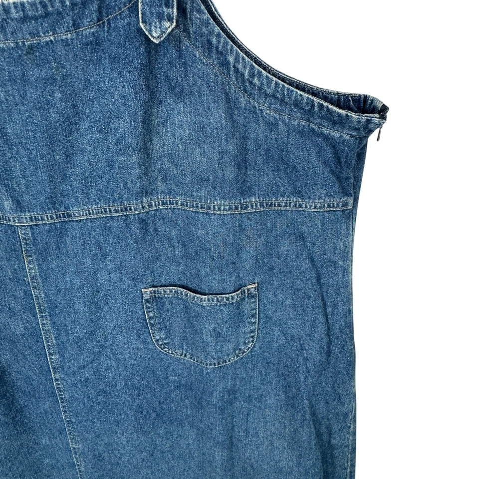 Vestido de mezclilla vintage años 90 desteñido Glory talla grande 22W azul jean maxi algodón en general Foto 3 de 4