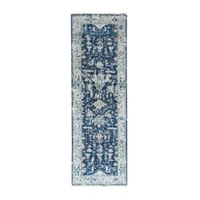2'7"x8' Blue Erased Heris All Over Design Hand Knotted Wool Runner Rug R10313