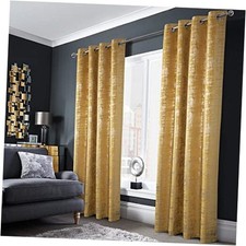 100 Blackout Soft Velvet Curtains 52"W x 63"L Pack of 2 Yellow Gold Print