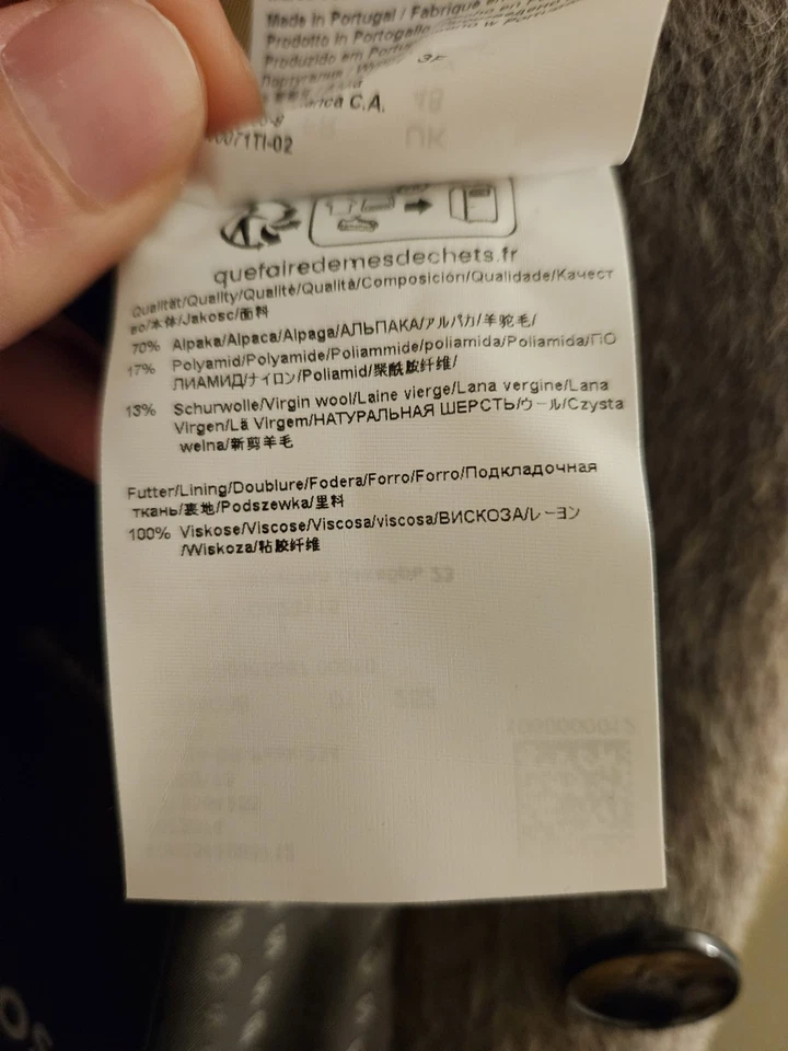 New Without Tags Men's HUGO BOSS Alpaca Double Breasted Coat - Image 4 of 4