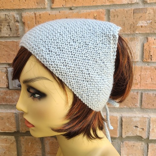 Cottagecore Triangle Bandana Headscarf Kerchief Solid-Style Gray Acrylic - Picture 8 of 14