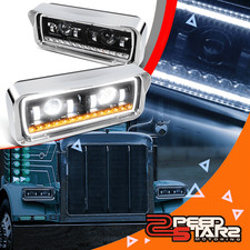 Faro proyector LED DRL carcasa negra de 2 piezas para 01-11 Freightliner Classic XL