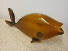 New ListingEarly Blenko 971 Amber Glass Pescetarian Fish Bowl 12" Vase Ashtray VERY NICE !!