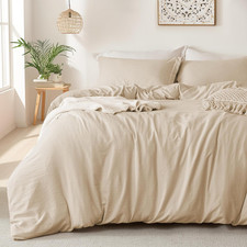 Super Soft Duvet Cover - 100 Washed Microfiber Light Khaki Comforter Cover Set