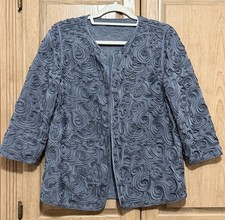 Women s Soutache Swirl Braid Jacket Blazer Size Small/Medium Gray Open Front