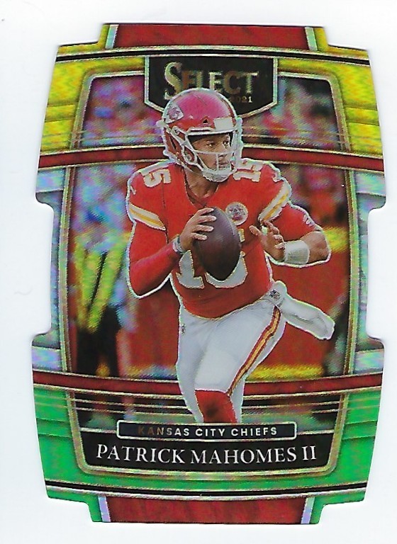 2021 Panini Select Concourse Patrick Mahomes II #2 Green & Yellow Prizm Die-Cut