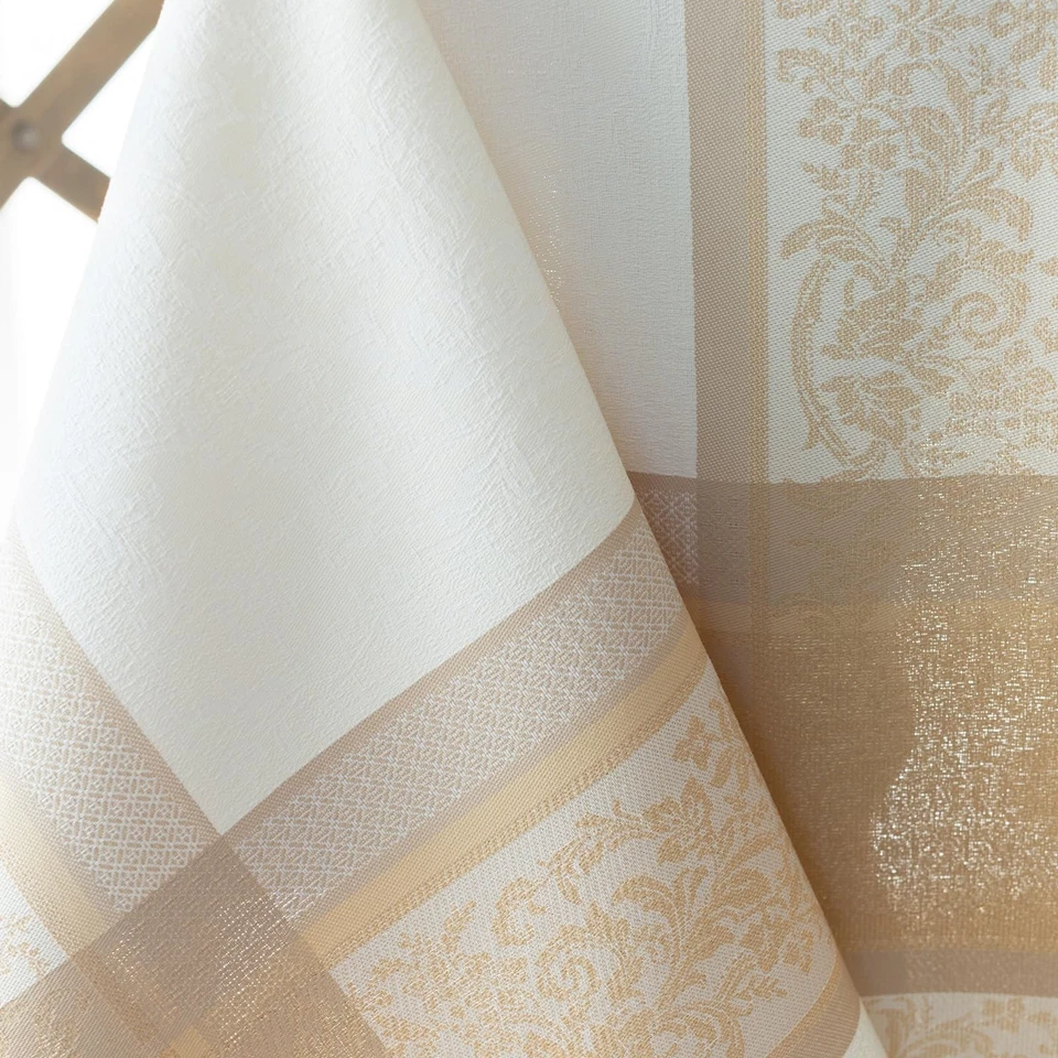 Heavyweight Jacquard Fabric Table Cloth with Gold Metallic Accents, Décor for... - Image 3 of 4