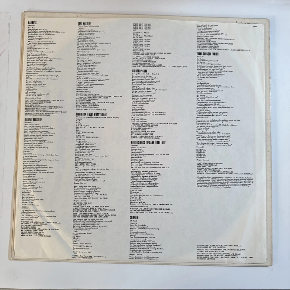 Wham! Fantastic Vinyl LP W/Orig Insert Promo VG+/VG+ Foto 3 de 4