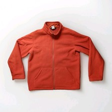 L.L. Bean Orange Fleece Jacket Youth L Unisex Soft Full Zip Pockets High Neck