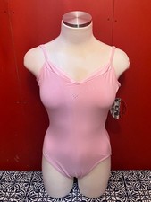 NWT Capezio 3958 Pink Large Adult Ballet Dance Leotard w Crystals and Adj Strap