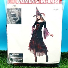 Women Luxury Witch Costume Size M 8-10 Dress, Hat, Choker New