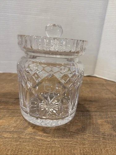 Vintage Waterford Crystal Lismore Biscuit Barrel Jar With Lid 6" Unmarked