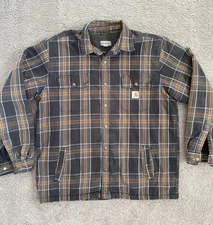 Carhartt Mens XL Flannel Sherpa Lined Plaid Shirt Jacket Shacket Hubbard Fall
