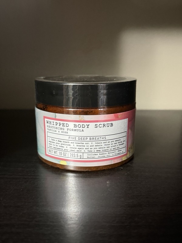 NEW SEALED Whipped Body Scrub Five Deep Breaths Vanilla & Rose w/JOJOBA OIL 10oz