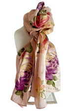 VTG ECHO 100 SILK Floral SCARF 58" x 12" Soft Pink  Multicolor Floral JAPAN