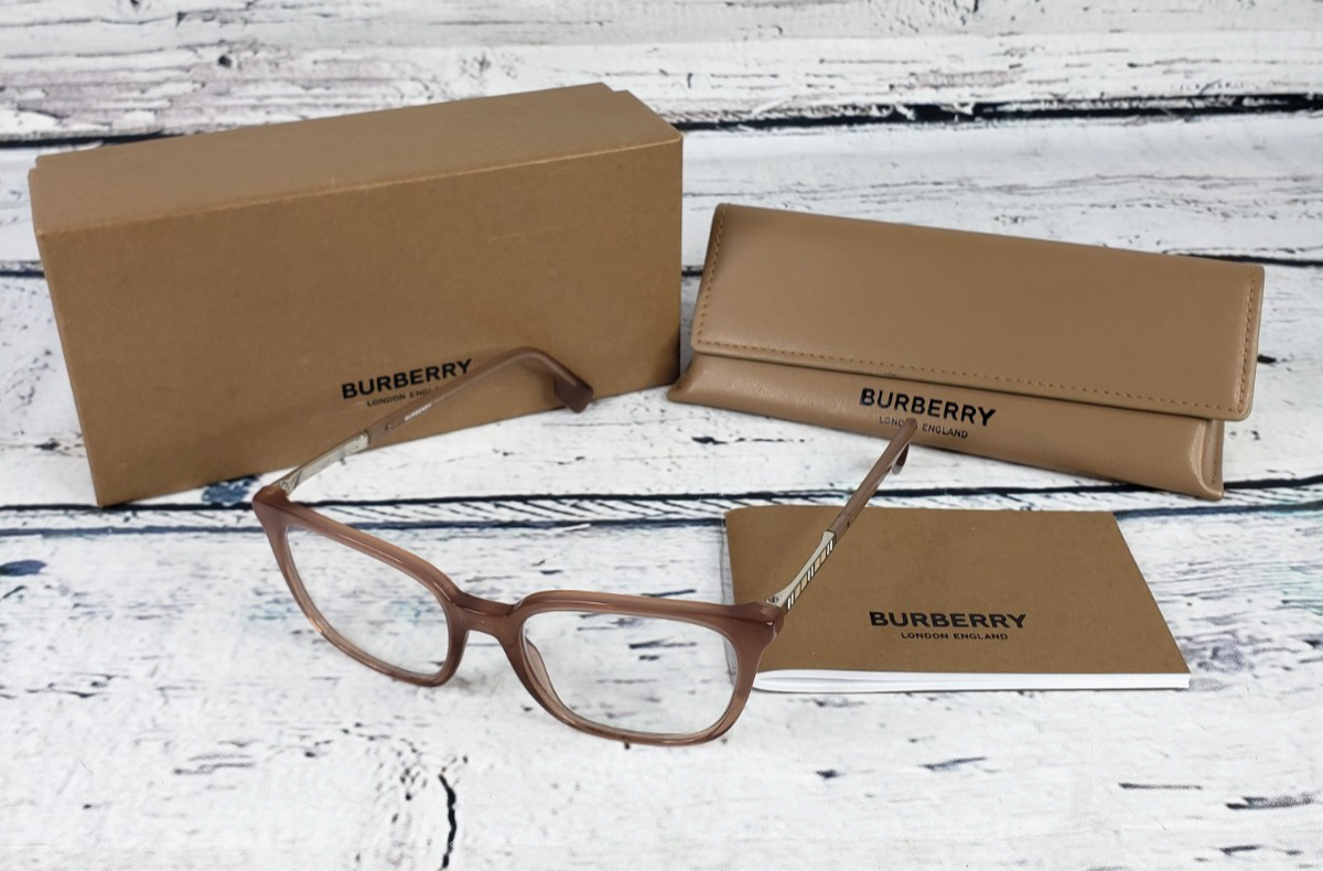 Burberry Women's Eyeglasses Frames Brown Gold Check 51-17 w/ Case ...